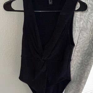 Forever 21 Black Ribbed Scoop Neck Top